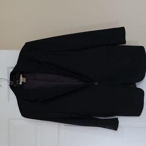 Vintage Women's Casual Corner 4 Black Blazer Merino Wool One Front Button Jacket